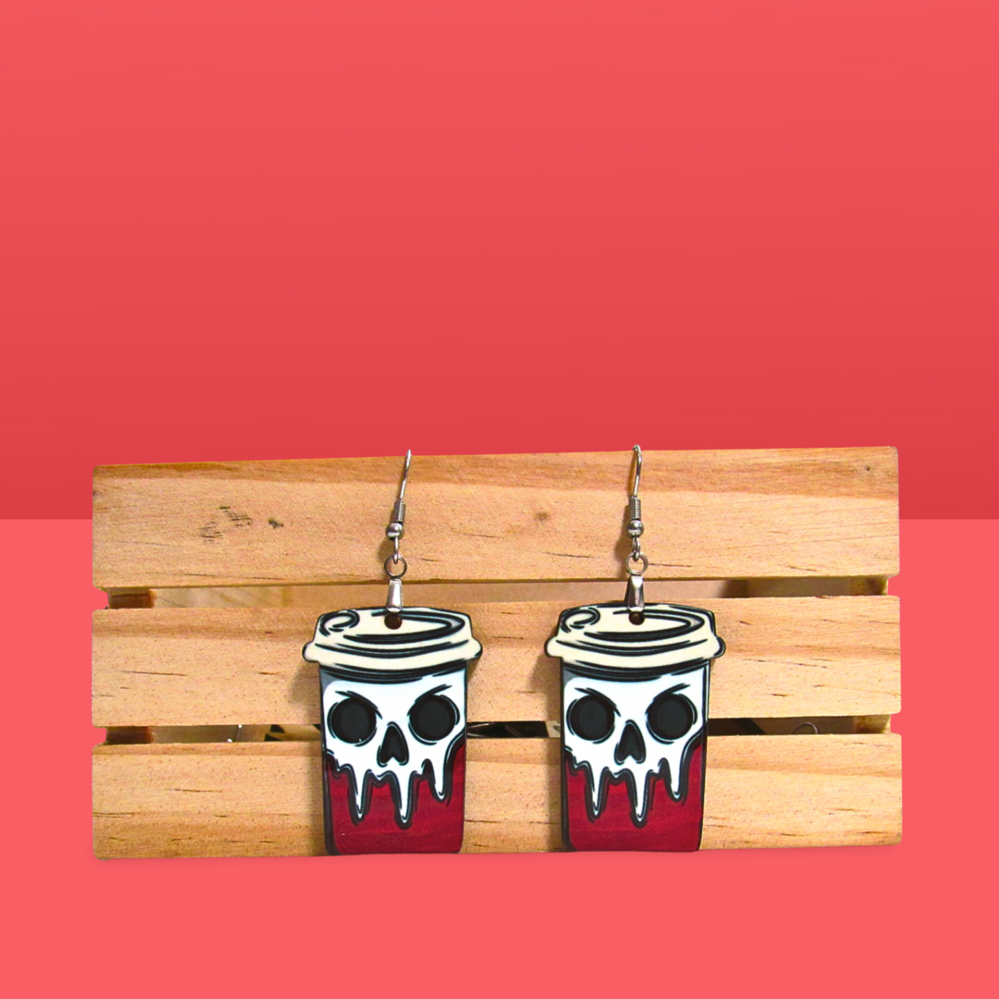 Coffee To GO Cup Shaped Sublimated Earrings