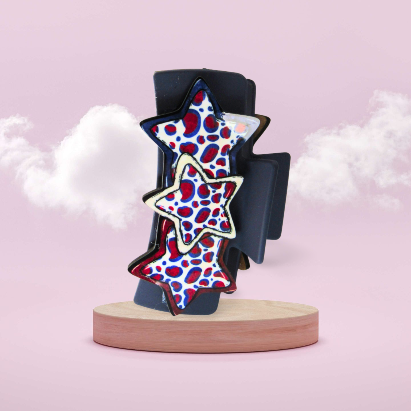 Triple Star Shaped Sublimated Hair Clip 4 inch