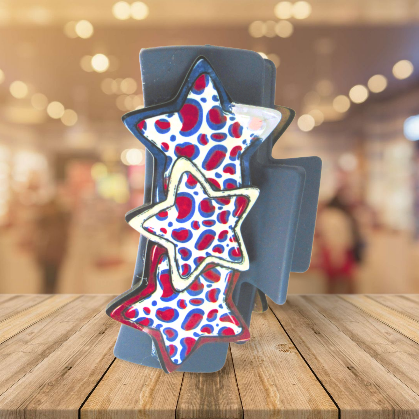 Triple Star Shaped Sublimated Hair Clip 4 inch