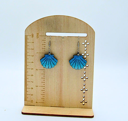 MDF-Clam Shell Shaped Sublimated  Earrings 1 inch