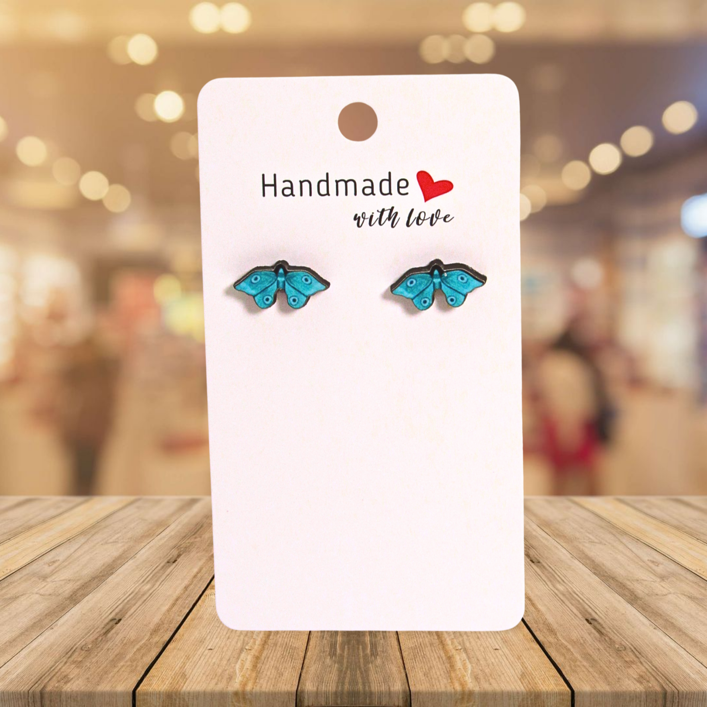 Moth Shaped Sublimated Stud Earrings