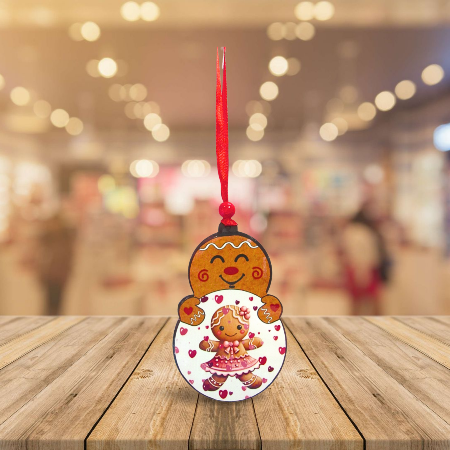 Gingerbread with bulb Shaped Sublimated Ornament