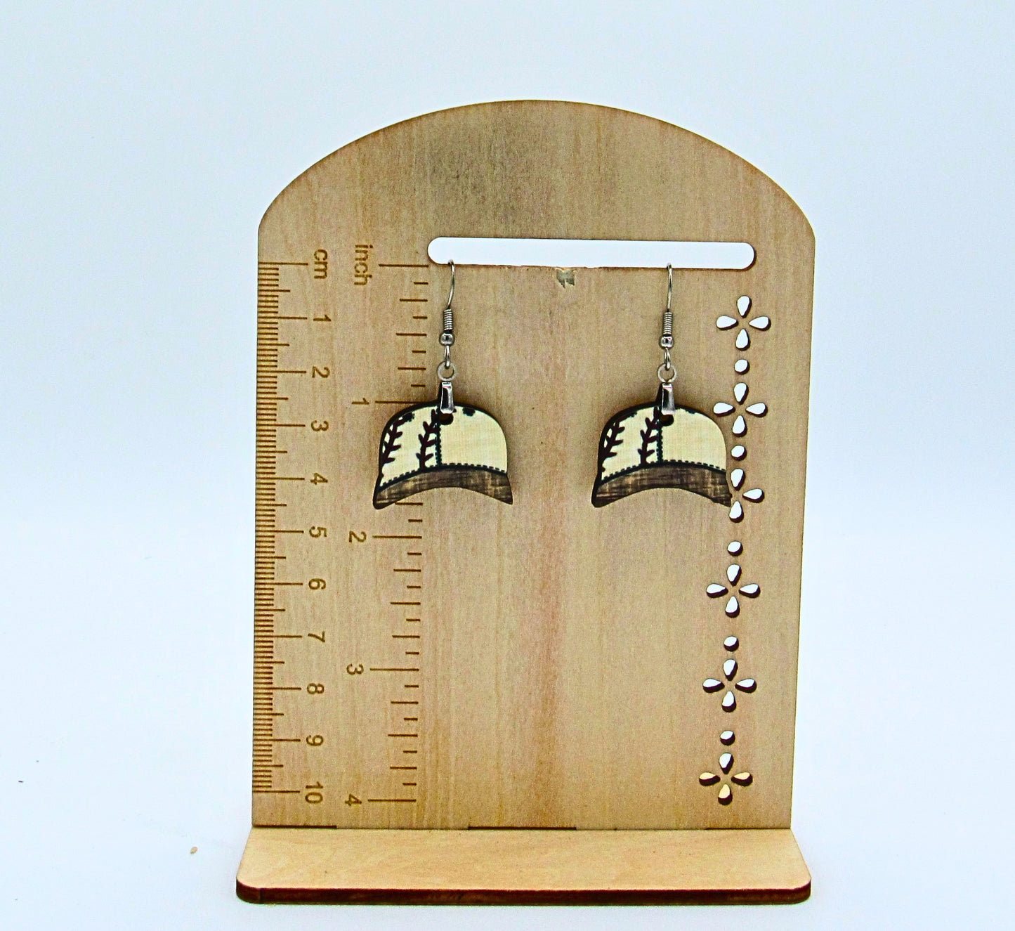 MDF-Baseball Cap Shaped Sublimated Earrings 1 inch