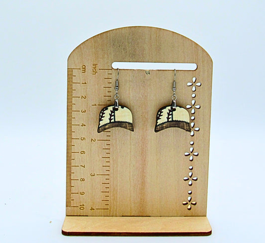 MDF-Baseball Cap Shaped Sublimated Earrings 1 inch