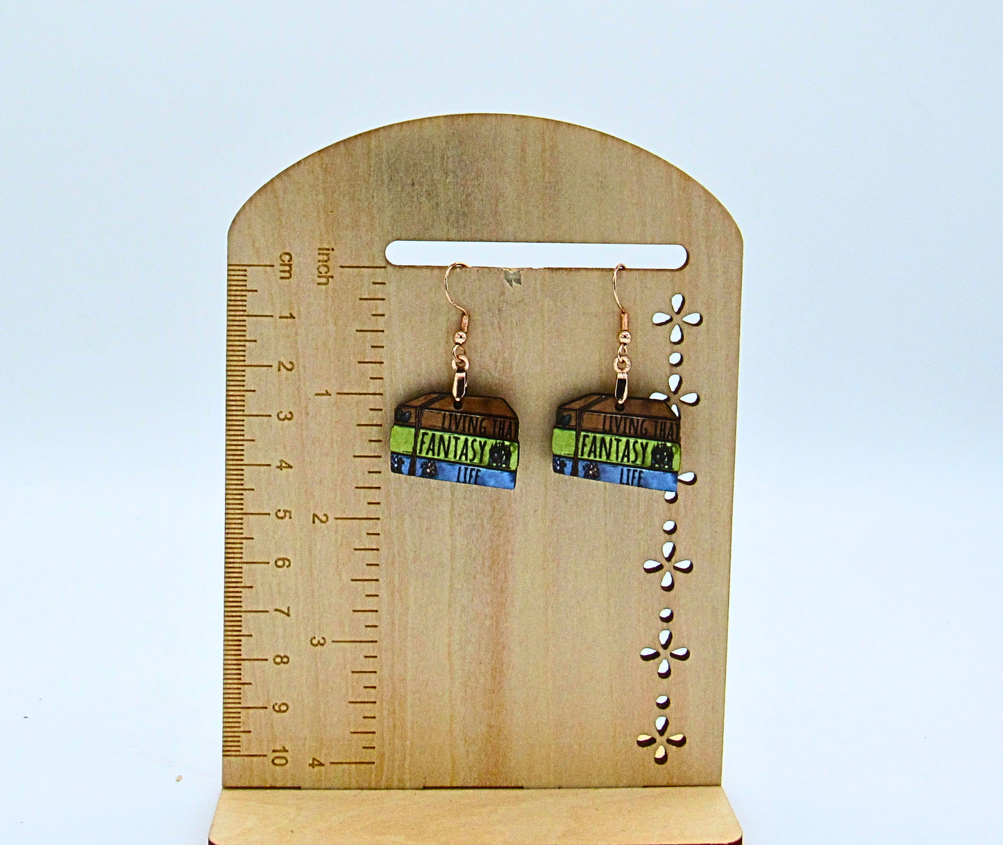 MDF-Stacked Book Shaped Sublimated Earrings