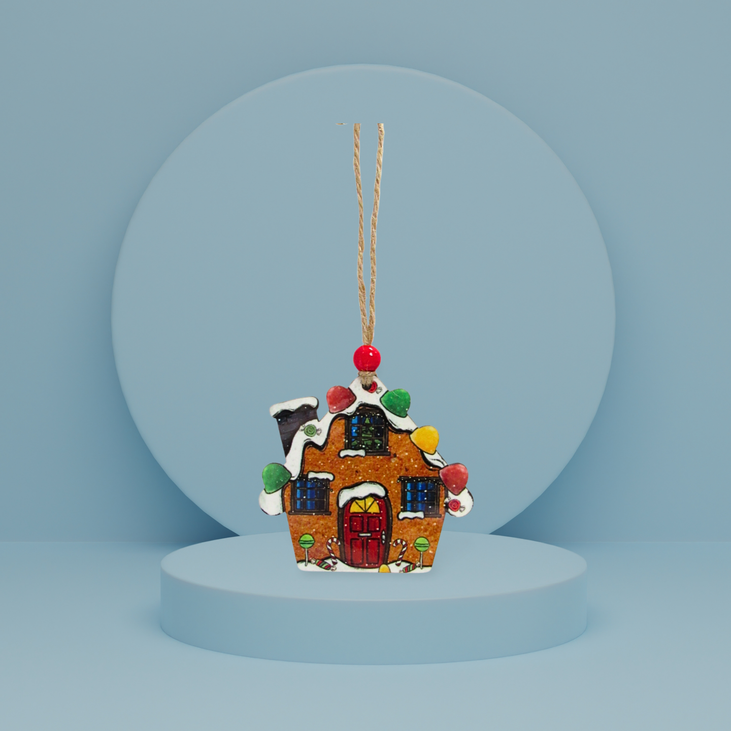 Gumdrop House Shaped Sublimated Ornament