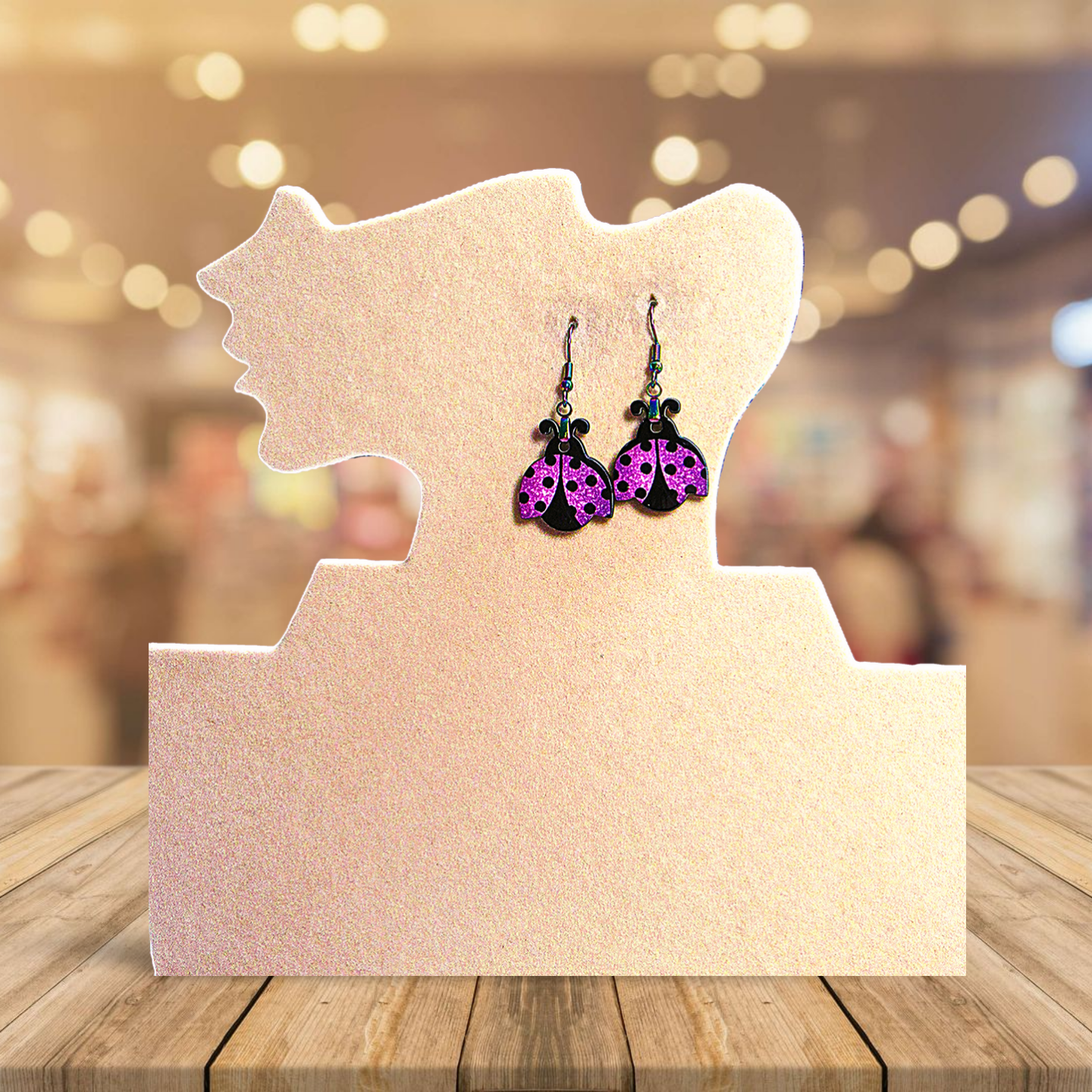 Ladybug Shaped Sublimated Earrings 1 inch