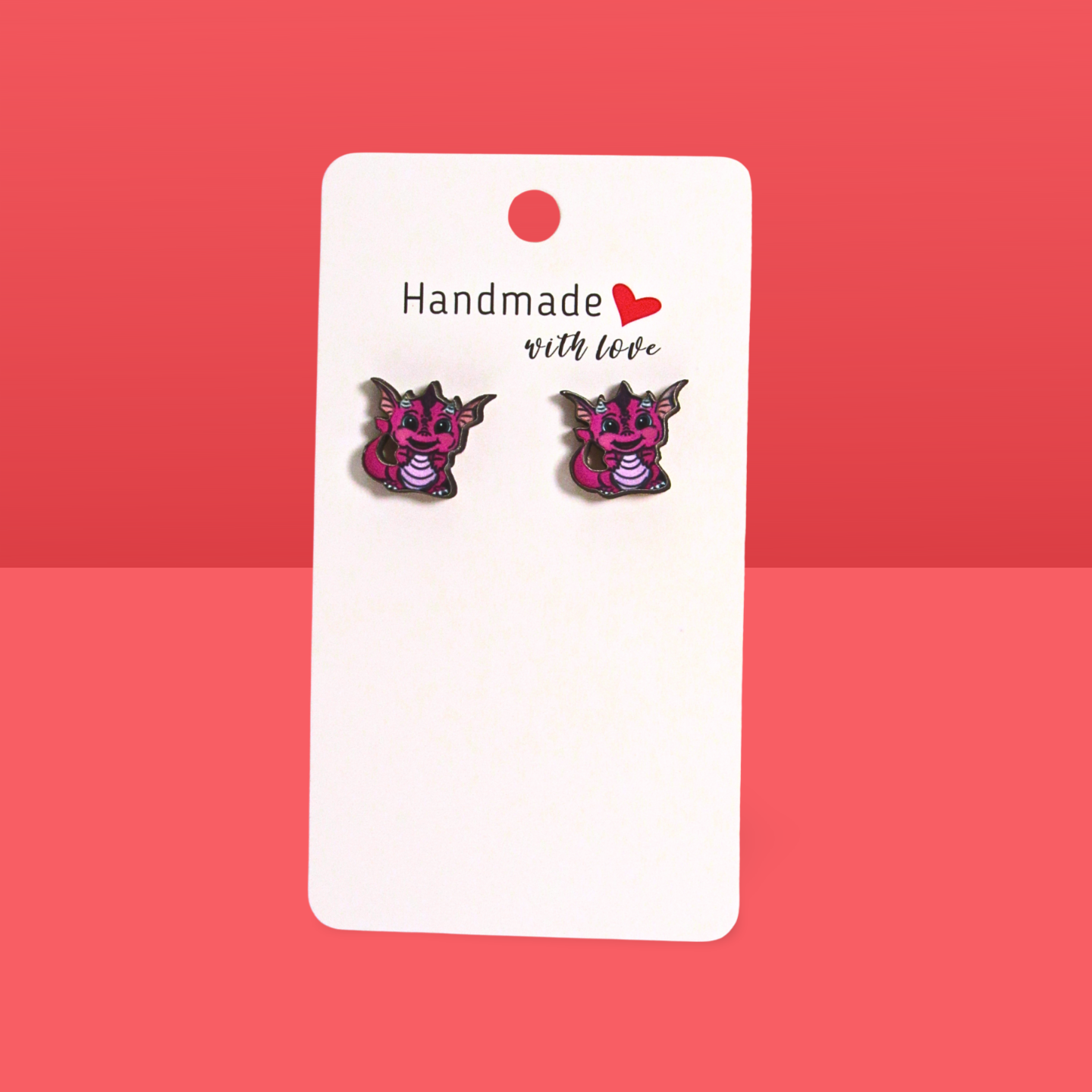 Dragon Shaped Sublimated Stud Earrings
