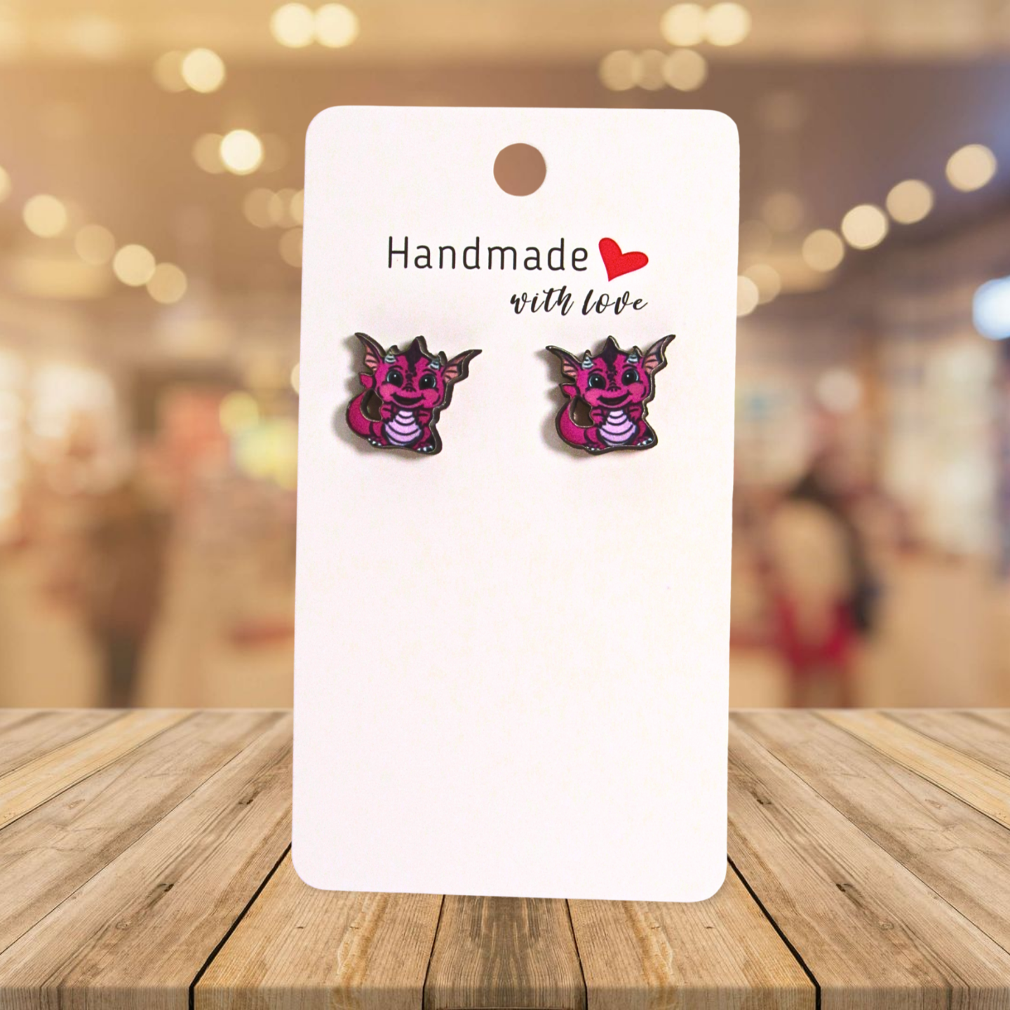Dragon Shaped Sublimated Stud Earrings