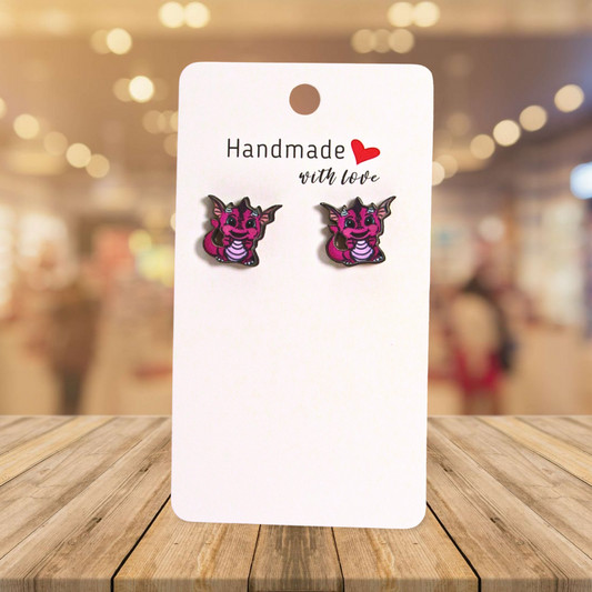 Dragon Shaped Sublimated Stud Earrings