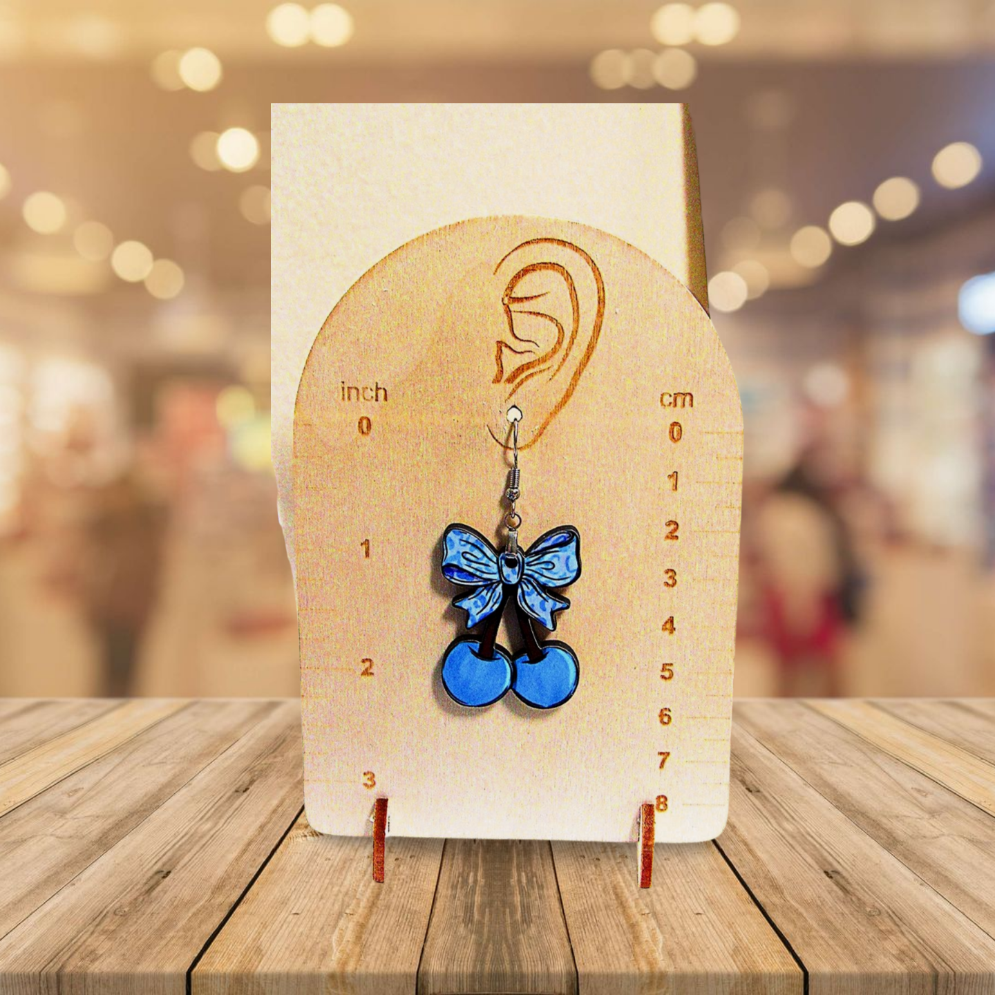 Cherries with Bow Shaped Sublimated Earrings 1.5 inch