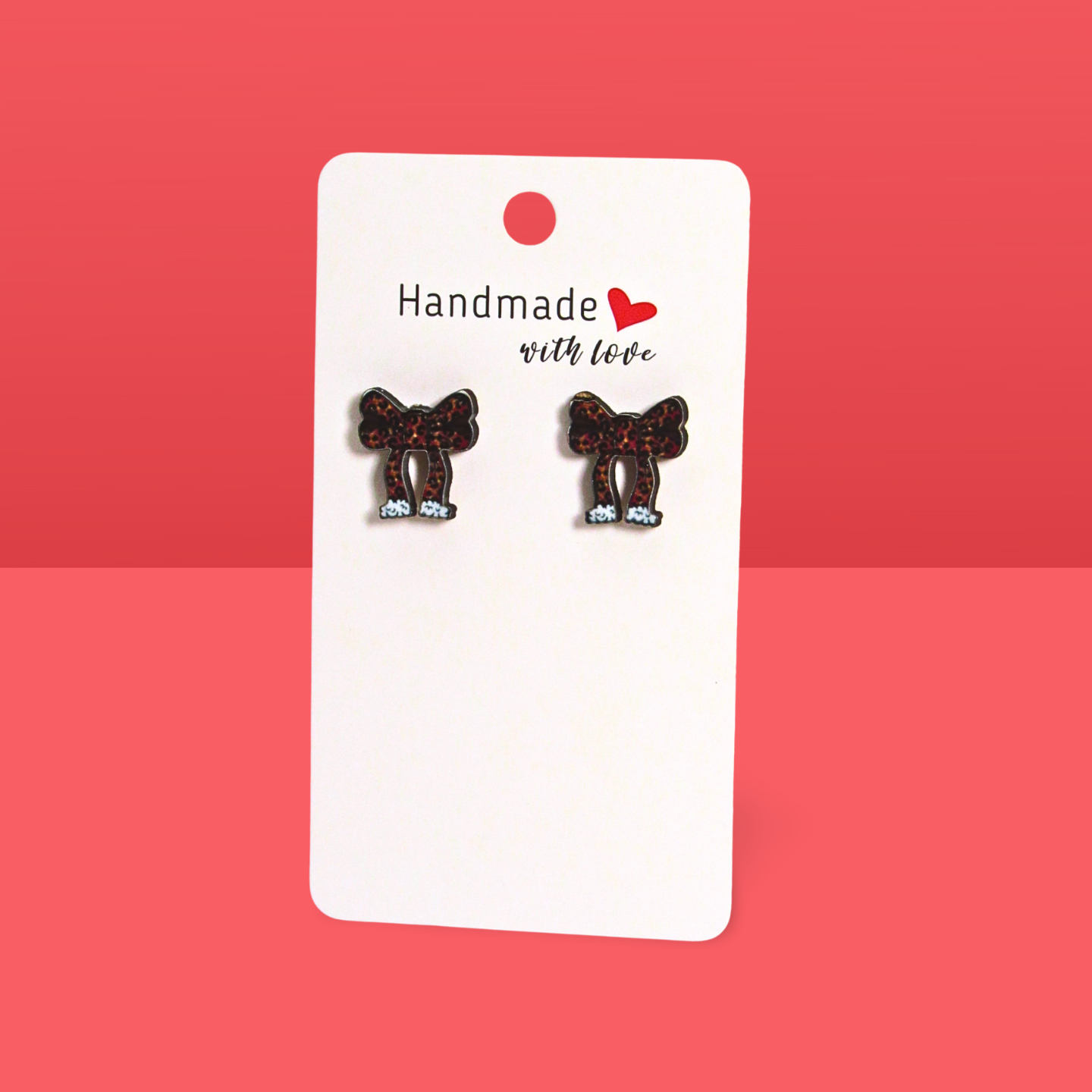 Christmas Bow Shaped Sublimated Stud Earrings