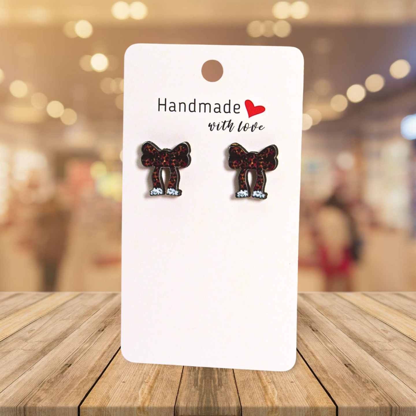 Christmas Bow Shaped Sublimated Stud Earrings