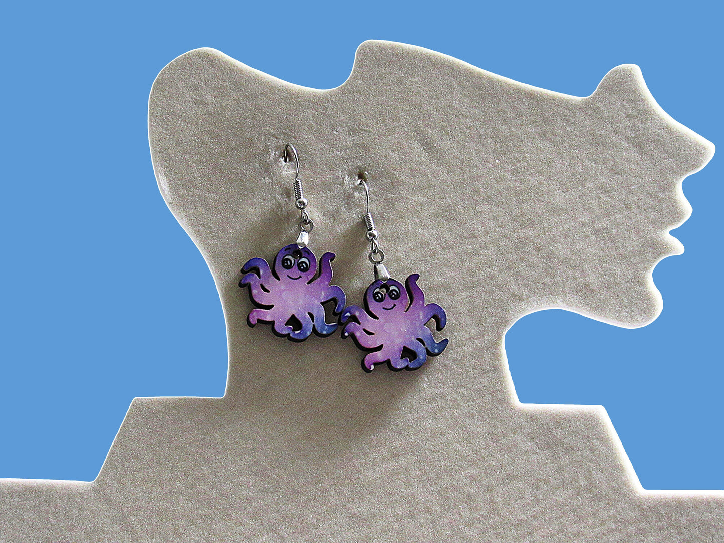 Octopus Shaped Sublimated Earrings 1 inch