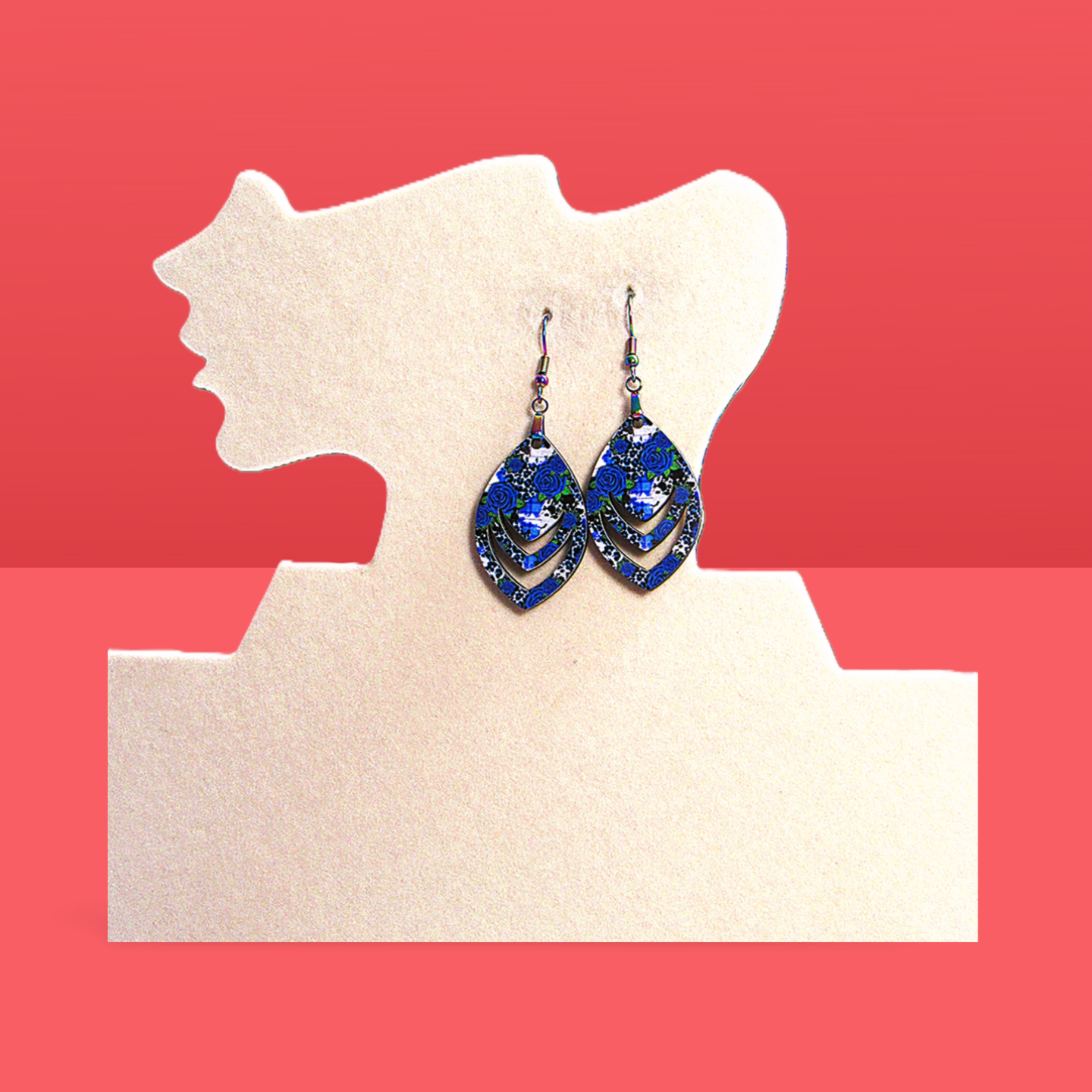 Open Teardrop Shaped Sublimated Earrings 1.5 inch