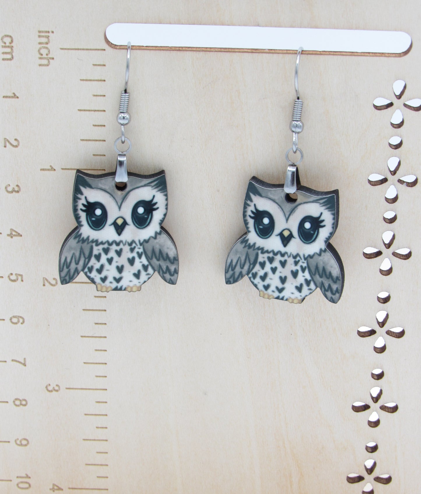 Sublimation Owl Jewelry, Lightweight MDF Wood Dangle Earrings