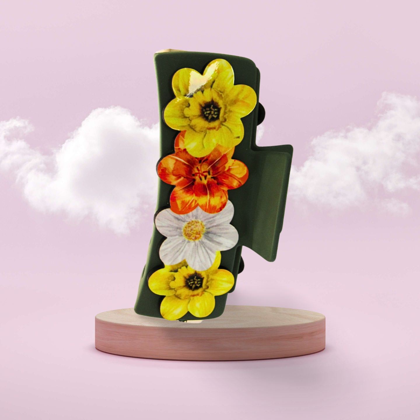 Large Flower Shaped Sublimated Hair Clip