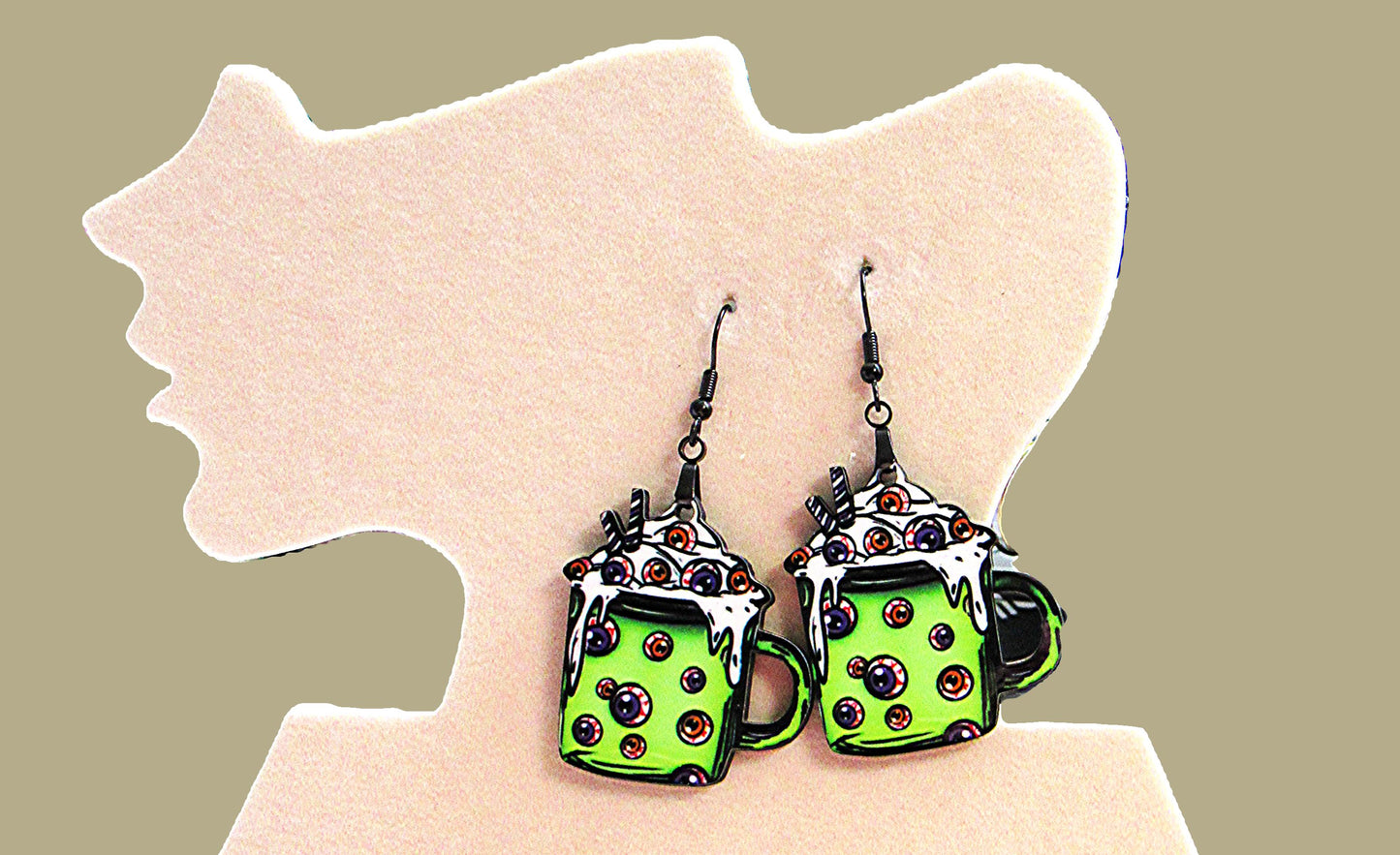 Latte Mug Shaped Sublimated Earrings 1.5 inch MDF