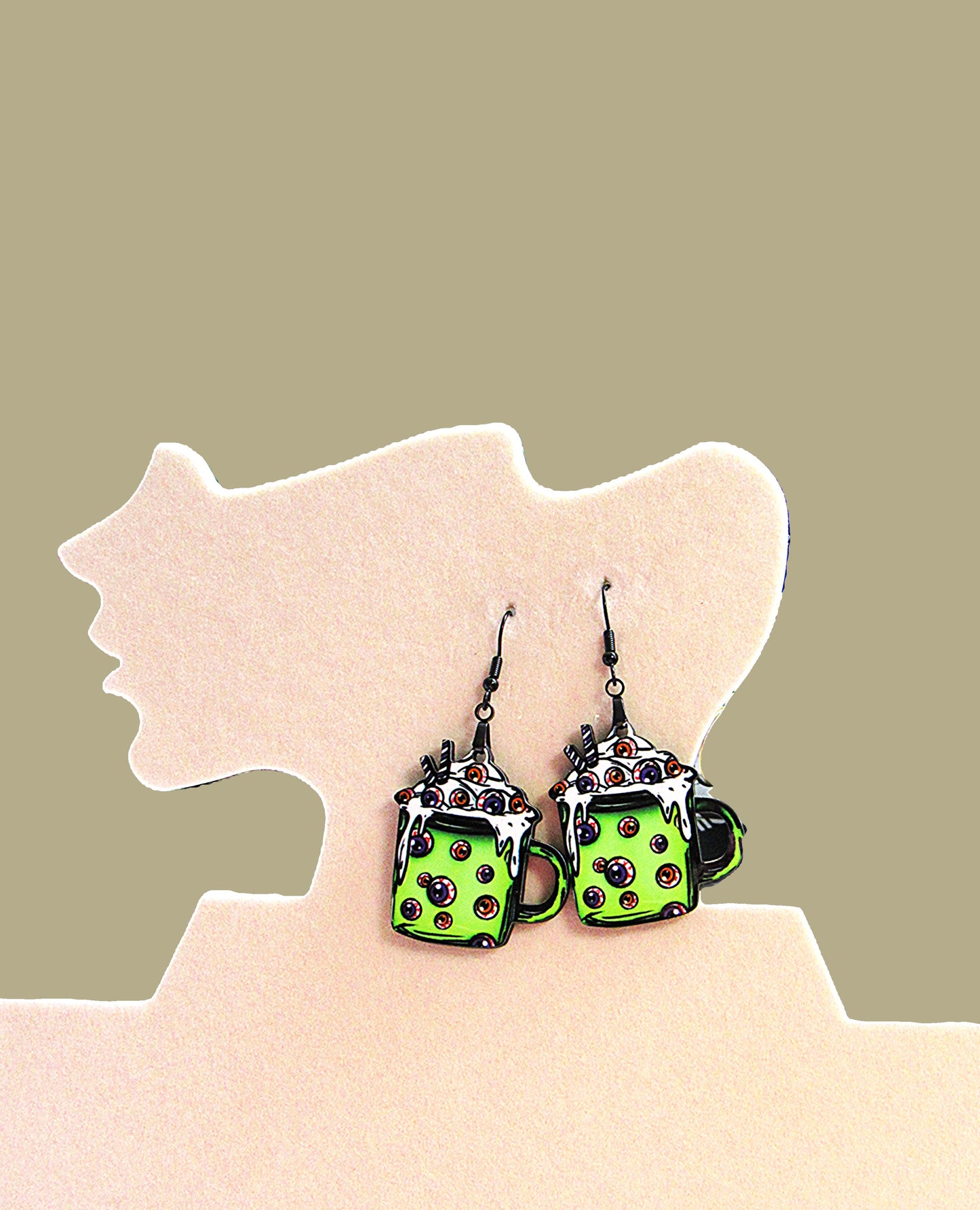 Latte Mug Shaped Sublimated Earrings 1.5 inch MDF