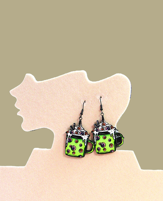 Latte Mug Shaped Sublimated Earrings 1.5 inch MDF