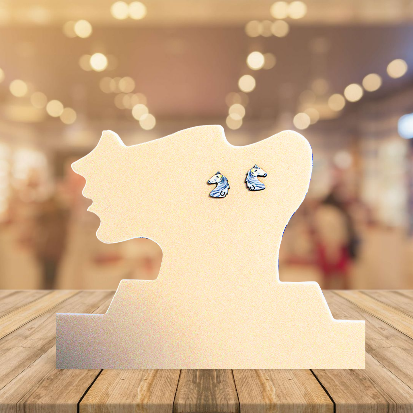 Horse Head Shaped Sublimated Stud Earrings
