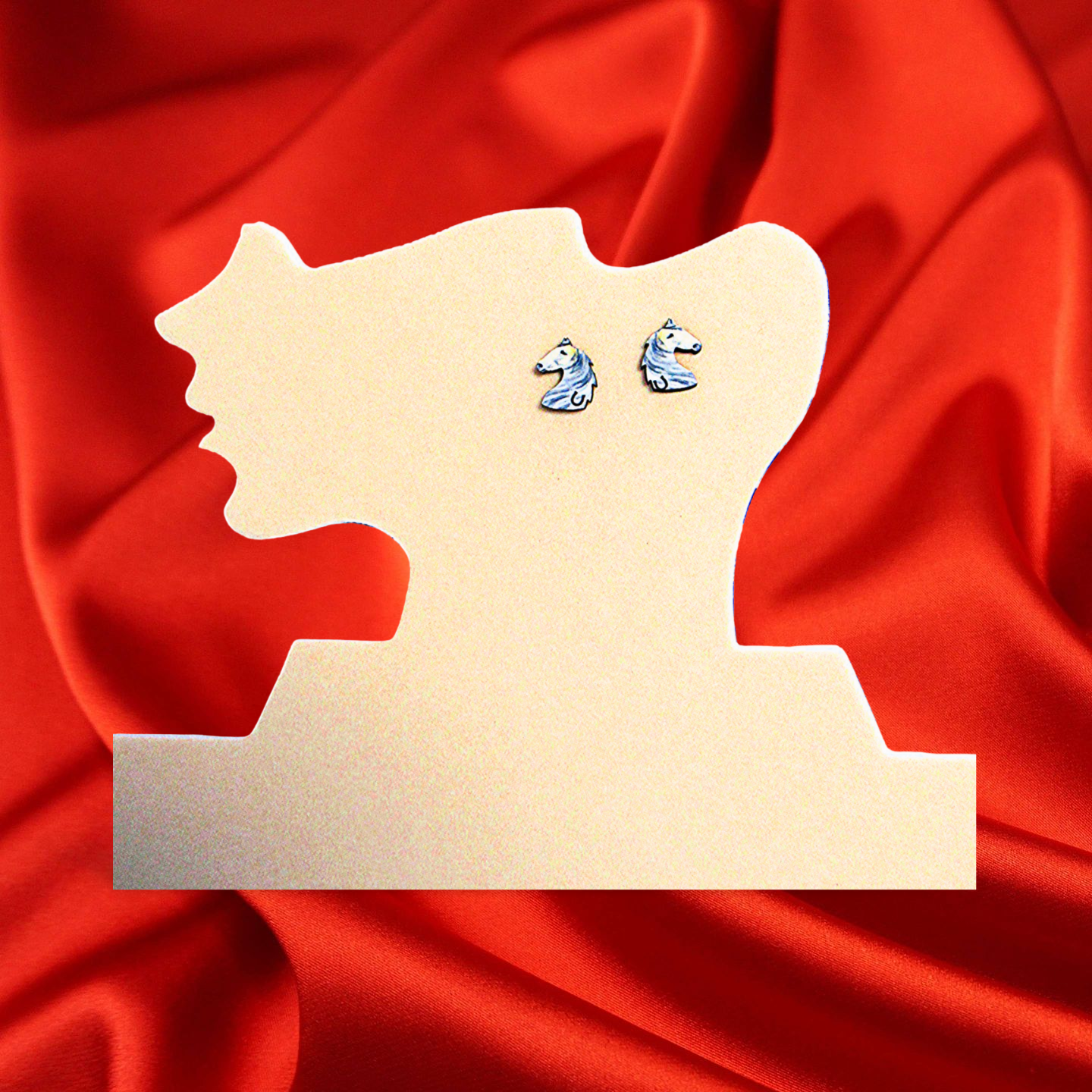 Horse Head Shaped Sublimated Stud Earrings