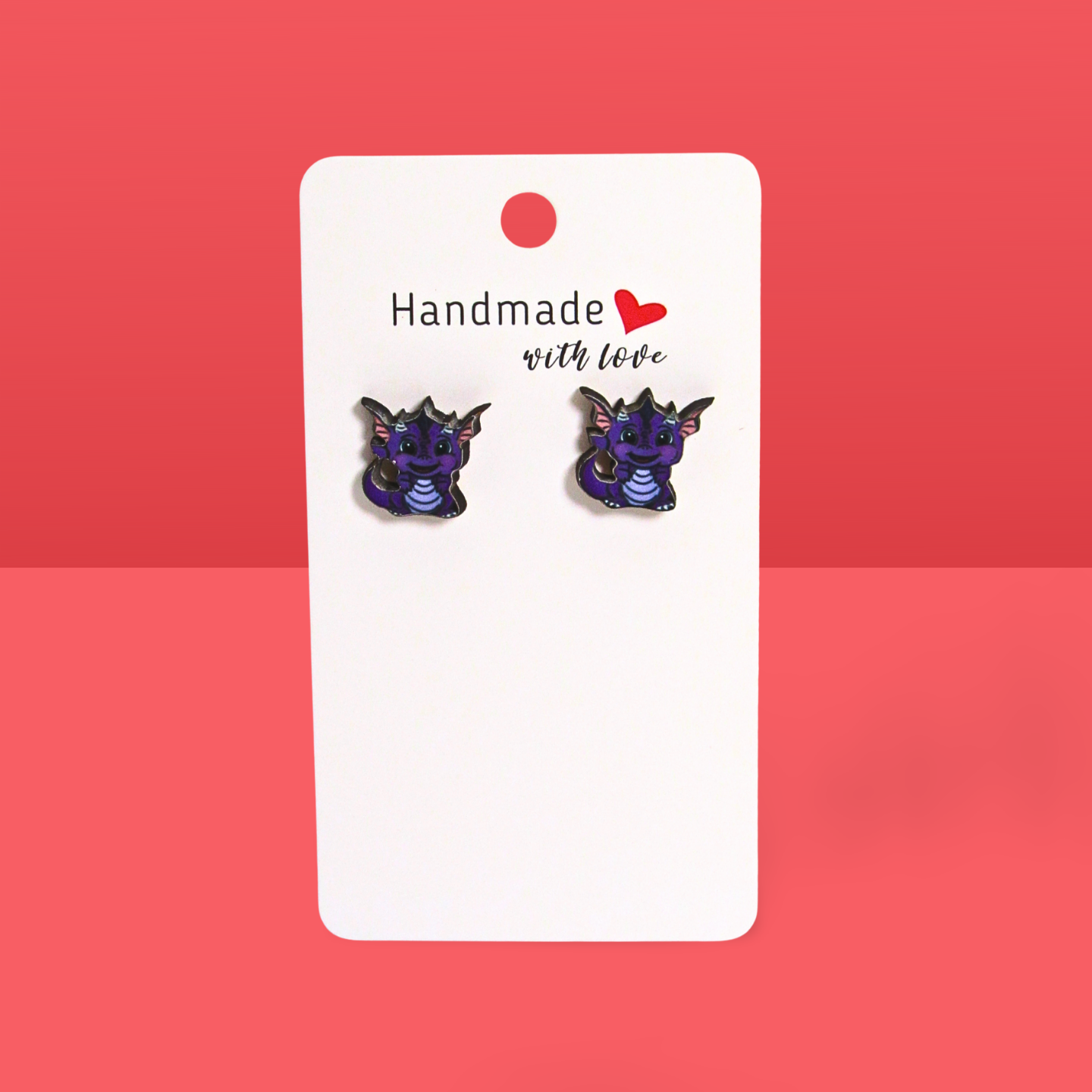 Dragon Shaped Sublimated Stud Earrings
