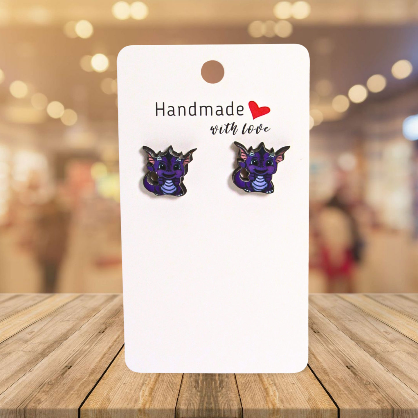 Dragon Shaped Sublimated Stud Earrings