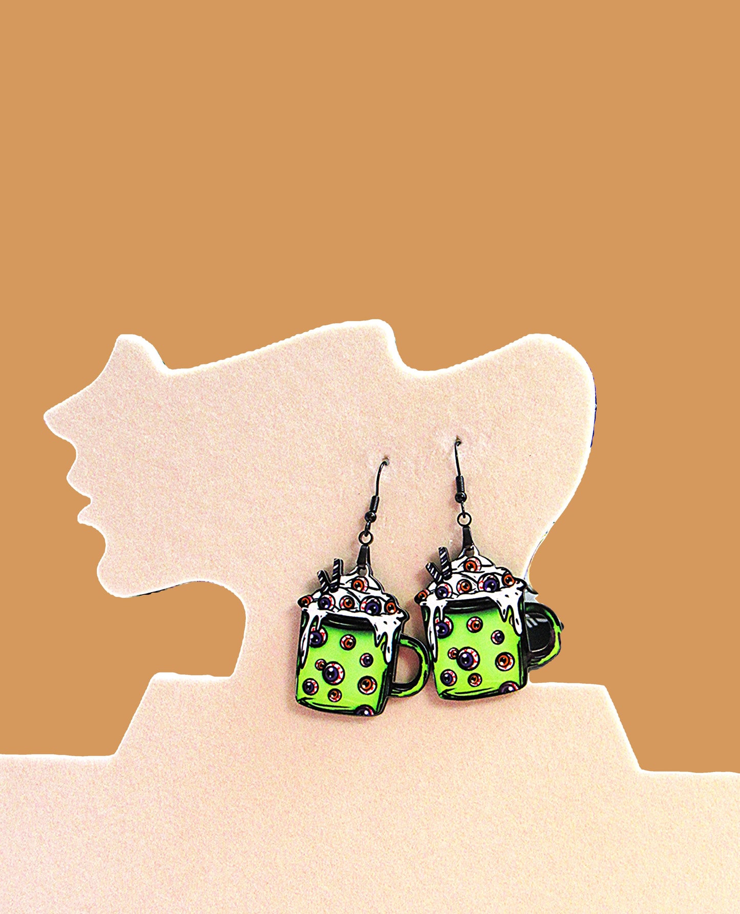 Latte Mug Shaped Sublimated Earrings 1.5 inch MDF