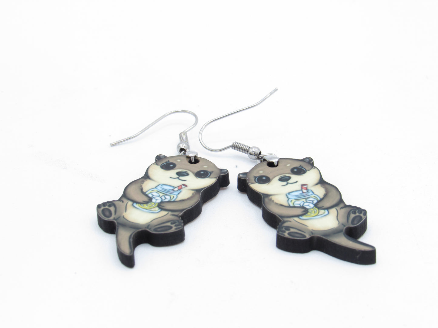 Otter Shaped MDF Summer Earrings, Cute Beach Vacation Jewelry