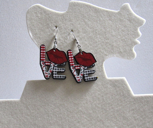 LOVE Shaped Sublimated Earrings 1.5 inch