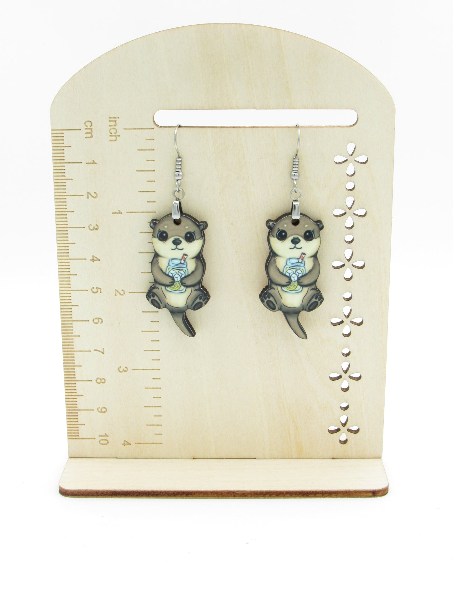 Otter Shaped MDF Summer Earrings, Cute Beach Vacation Jewelry