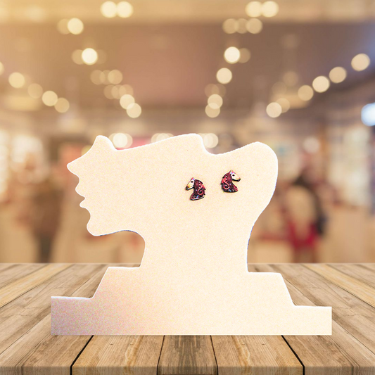 Horse Head Shaped Sublimated Stud Earrings