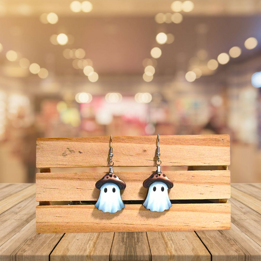Mushroom Ghost Shaped Sublimated Earrings 1 inch