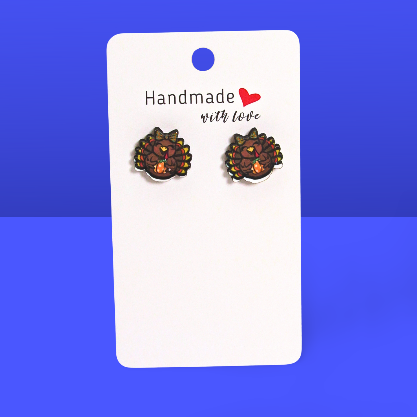 Turkey with Bow Shaped Sublimated Stud Earrings