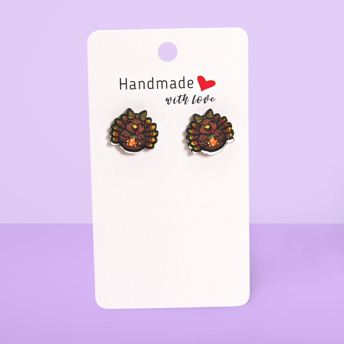 Turkey with Bow Shaped Sublimated Stud Earrings