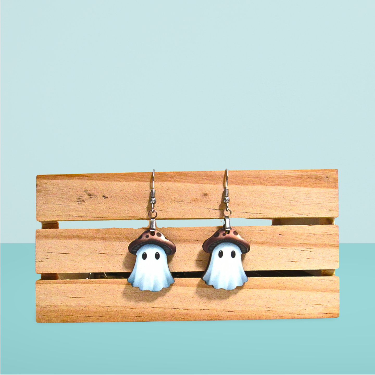 Mushroom Ghost Shaped Sublimated Earrings 1 inch