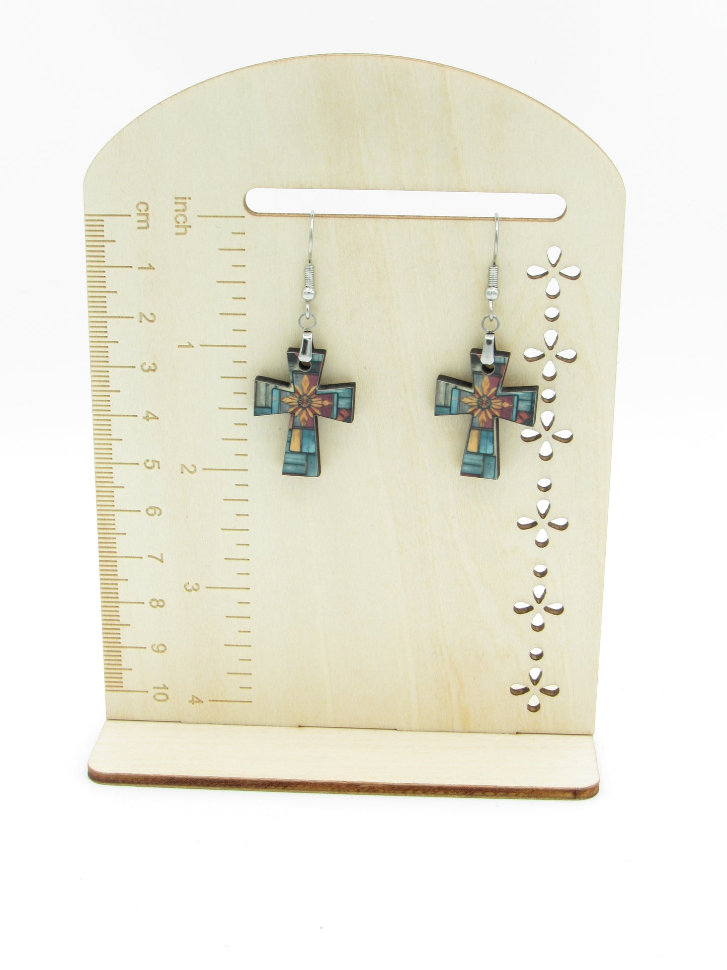 Southwestern Cross Dangle MDF Earrings -