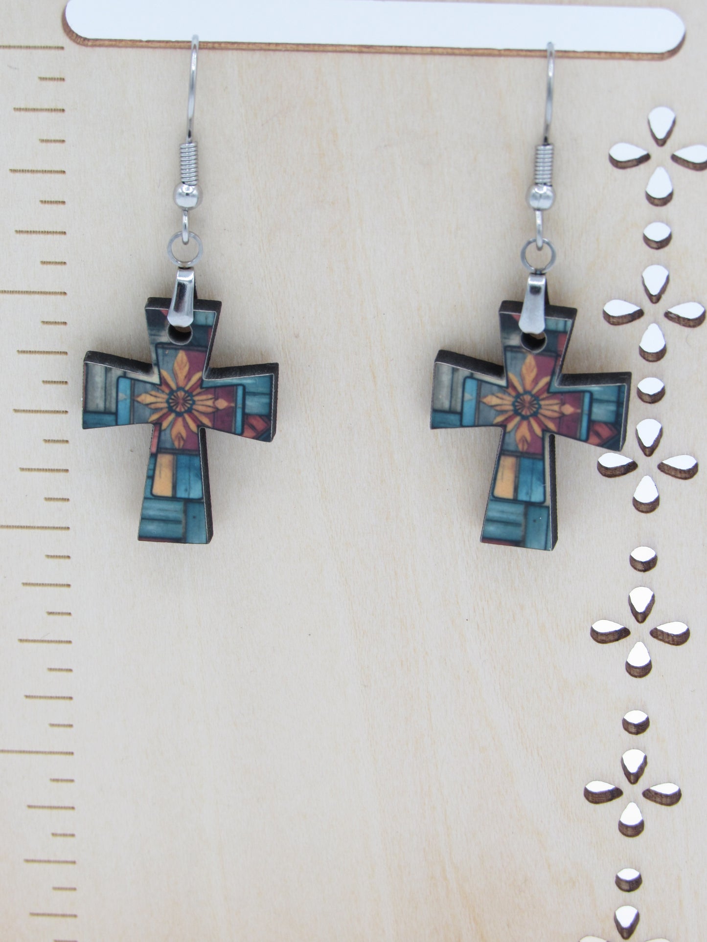 Southwestern Cross Dangle MDF Earrings -