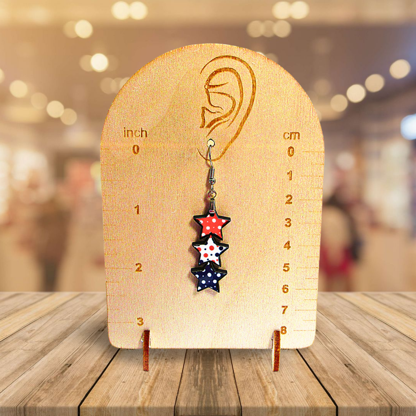 Stacked Star Shaped Sublimated Earrings 1.5 inch