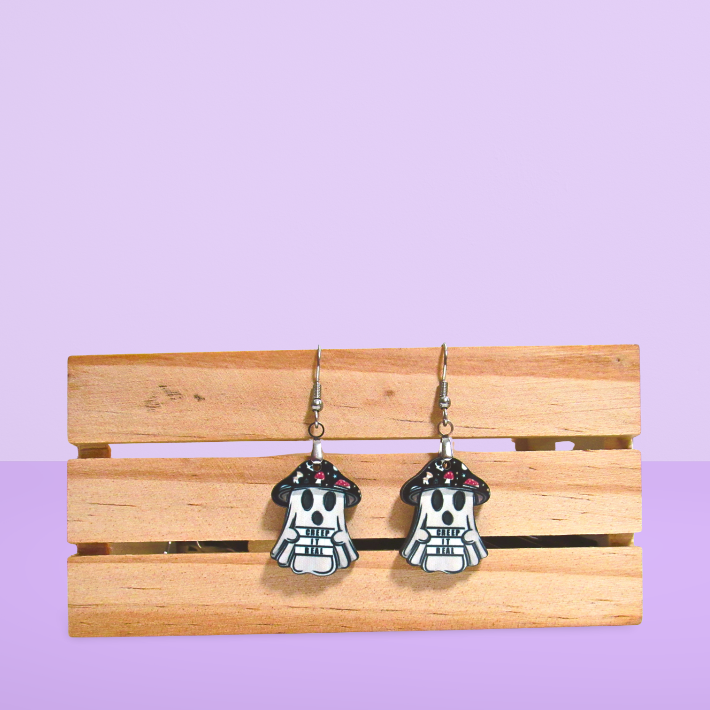Mushroom Ghost Shaped Sublimated Earrings