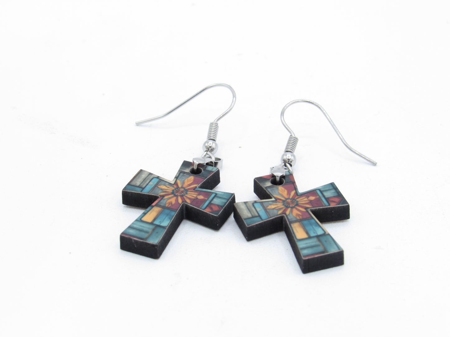Southwestern Cross Dangle MDF Earrings -