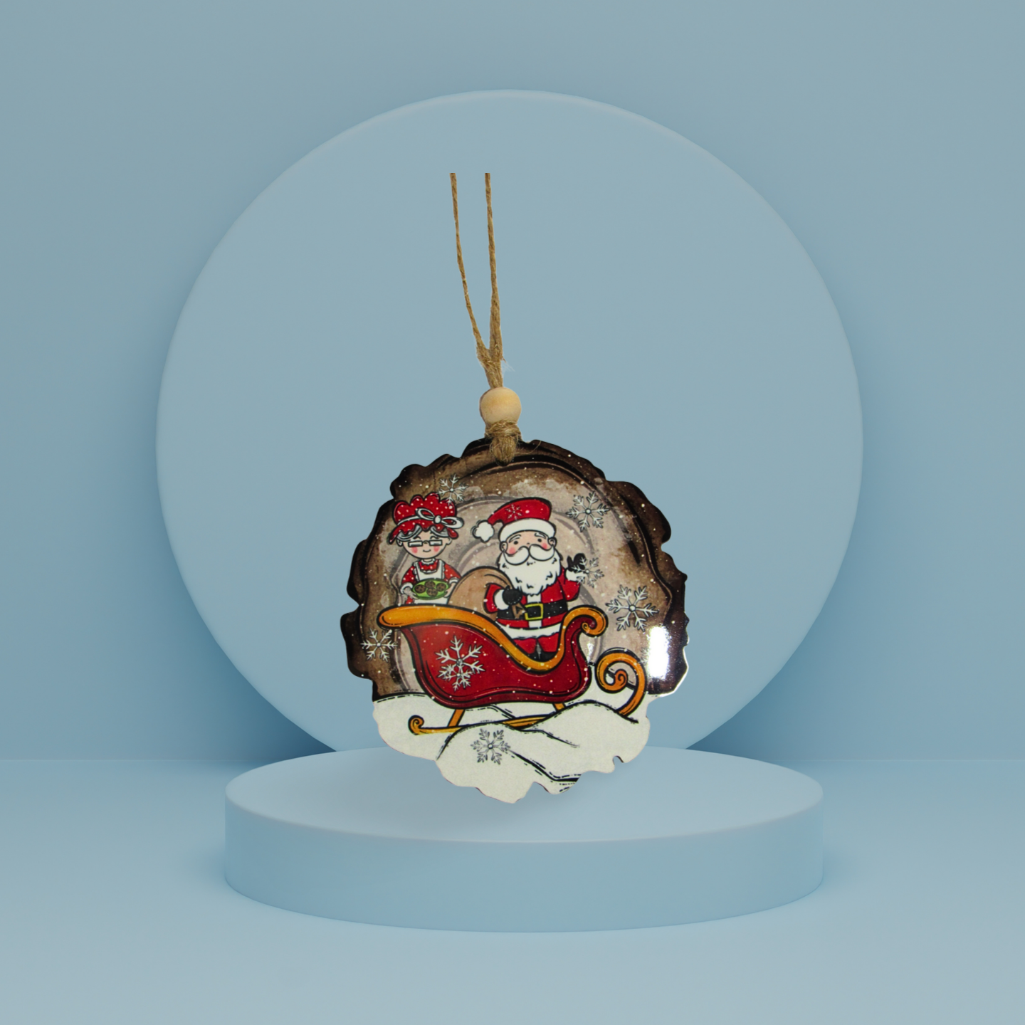 Wooden Slice Slublimated Ornament