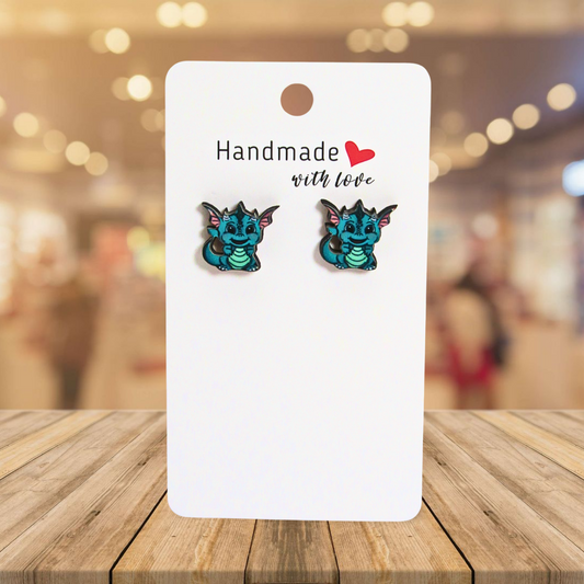 Dragon Shaped Sublimated Stud Earrings