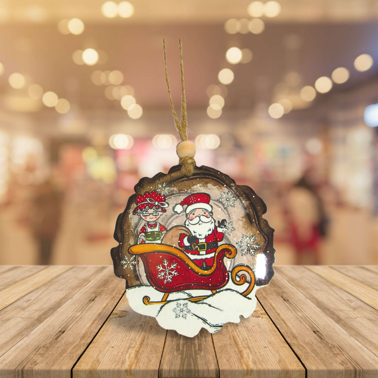 Wooden Slice Slublimated Ornament