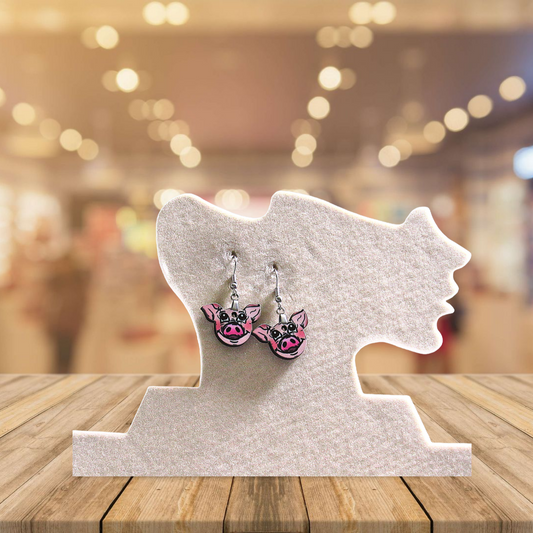 Pig Head Shaped Sublimated Earrings 1 inch