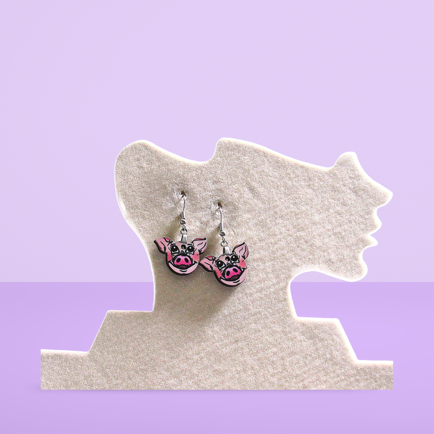 Pig Head Shaped Sublimated Earrings 1 inch