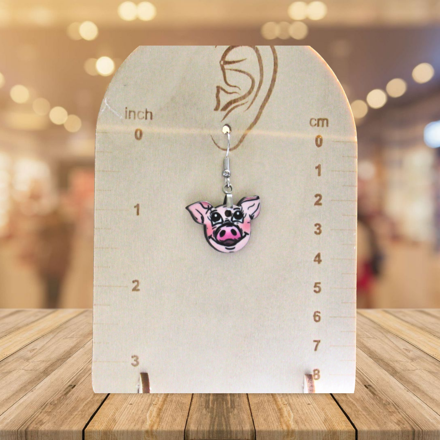 Pig Head Shaped Sublimated Earrings 1 inch