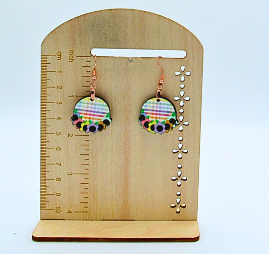 MDF-Floral Round Shaped Sublimated Earrings 1 inch