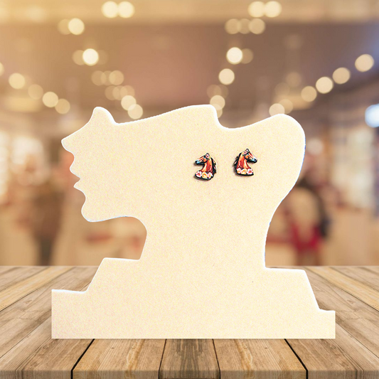 Horse Head Shaped Sublimated Stud Earrings
